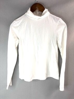 Pact XS Organic Cotton Classic White Long-Sleeve Mock Neck Tee